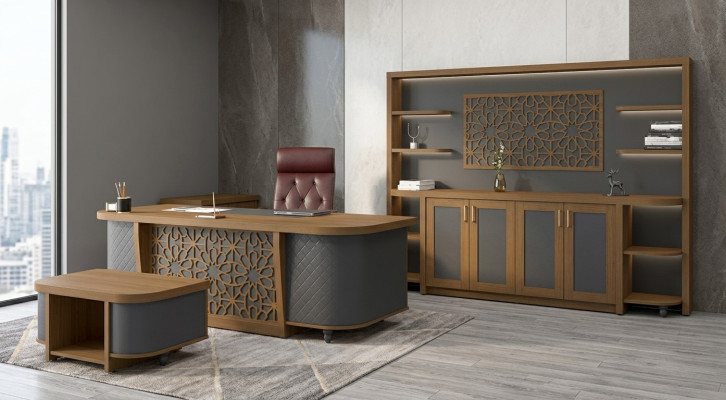 Designer Büro Garnitur Arbeitszimmer Möbel Luxus Set Schreibtisch 4tlg