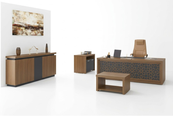 Holzmöbel Büro Set Schreibtisch Couchtisch Arbeitszimmermöbel 4tlg