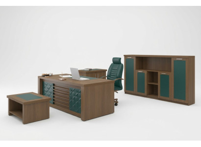 Braune Office Garnitur Luxus Büromöbel Schreibtisch Designermöbel 4tlg