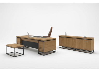 Braune Büro Einrichtung Möbel Set Arbeitszimmer Tisch 3tlg. Set