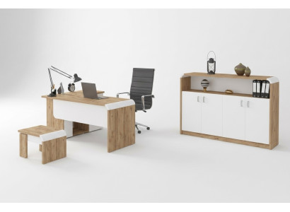 Büro für Praxis Kanzlei Office Komplette Einrichtung Schrank Tisch 3tlg