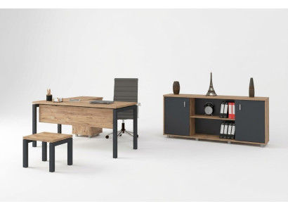 Büro für Kanzlei Office Praxis Komplette Einrichtung Schrank Tisch 3tlg