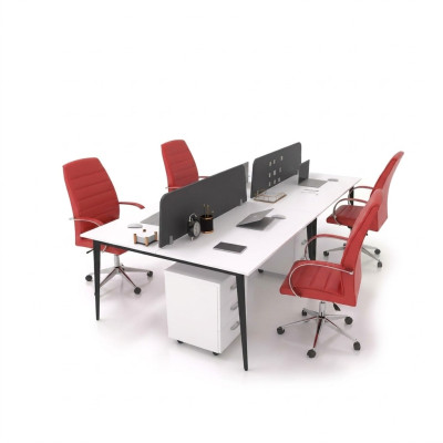 Großer Weißer Arbeitstisch Schreibtischensemble Büroeinrichtung Modern