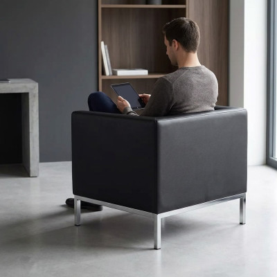 Sessel Arbeitszimmer Büro Möbel Textil Neu Schwarz Sitz Luxus Möbel