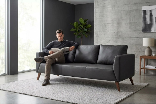 Designer Sofa Schwarze Couch Büromöbel Luxus Arbeitszimmermöbel