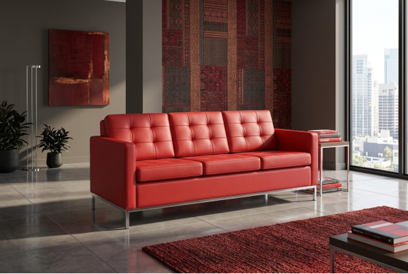 Roter Dreisitzer Moderne Luxus Couch Polstersitzer Textil Sofas Stil