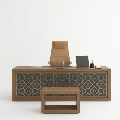 Klassischer Schreibtisch Arbeitszimmer Tisch Holzmöbel Office 220x90cm