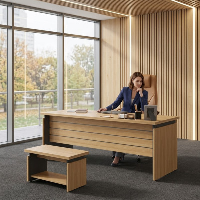 Holz Schreibtisch Büro Office Büromöbel Arbeitszimmer Chefschreibtisch