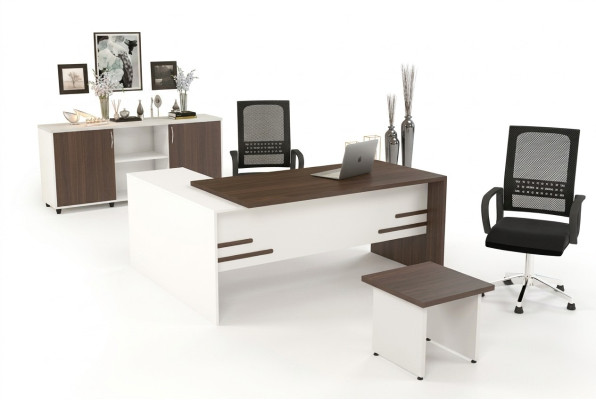 Weißes Büro Set Luxus Arbeitszimmer Einrichtung Komplettes Set 3tlg