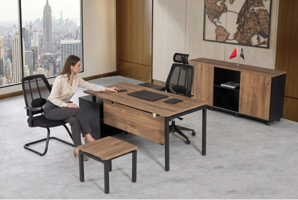 Braune Arbeitszimmer Möbel Luxus Set Schreibtisch Büroschrank Couchtisch 3tlg.