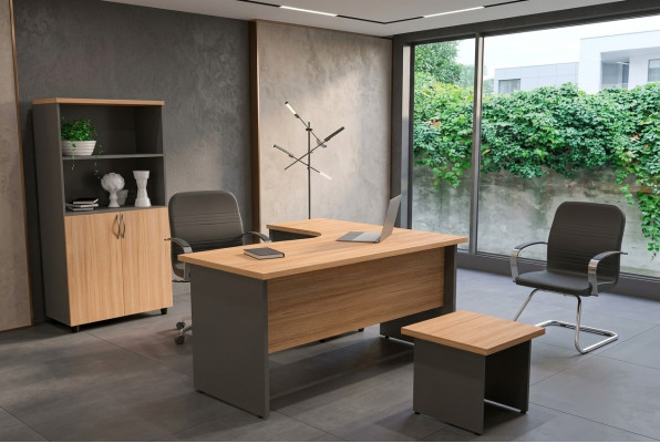 Büroausstattungsset Arbeitsplatz-Ausstattung Eckschreibtisch Aktenschrank