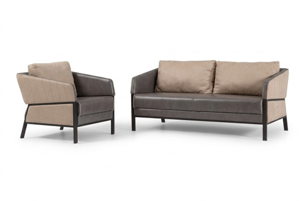 Grau Sofa 2 Sitzer Moderner Couch Office Möbel Polstersofa Designer