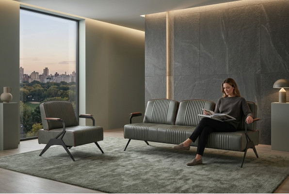 Sofa Set 2 Luxus Möbel Sofagarnitur Dreisitzer Arbeitszimmer Einrichtung
