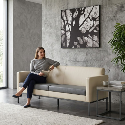 Büroeinrichtung Sofa Couch 3 Sitzer Arbeitszimmer Polstersofa Textil Möbel