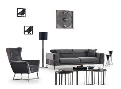 Sofa Set 2 tlg Wohnzimmer Komplett Sofagarnitur 3+1 Sitzer Polster Möbel Textil