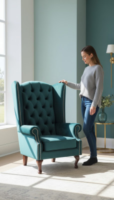 Ohrensessel Chesterfield Samt Einsitzer Luxus Sessel Couchen Sofa
