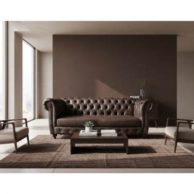 Sofa 3 Sitzer Chesterfield Couch Echtleder Sofas Braun Couchen Möbel