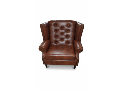 Luxus Ohrensessel Chesterfield Sessel Leder Braun Couch Modern Möbel