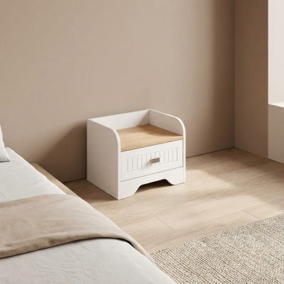 Modern Nachttisch Beistelltisch Weiß Design Nachtkommode Nachtkonsole Möbel Neu