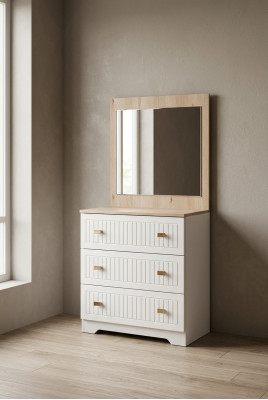 Kommode mit spiegel konsole tisch möbel weiß modern im schlafzimmer
