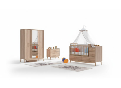 Säugling Schlafzimmer Komplettzimmer Baby Bett Schrank Kommode 3tlg.