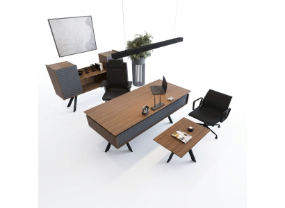 Hochwertiges, elegantes Büro-Set im modernen Stil aus stabilem Holz