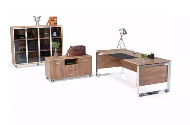 Moderner Brauner Schreibtisch Büro Möbel Holz Arbeitszimmer Design Stil