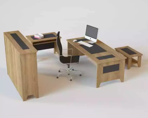 Hochwertiges, elegantes Büro-Set im modernen Stil aus stabilem Holz