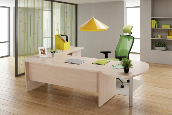 Moderner Büro Exklusiver beige Eckschreibtisch Schreibtisch Kommode 2tlg.
