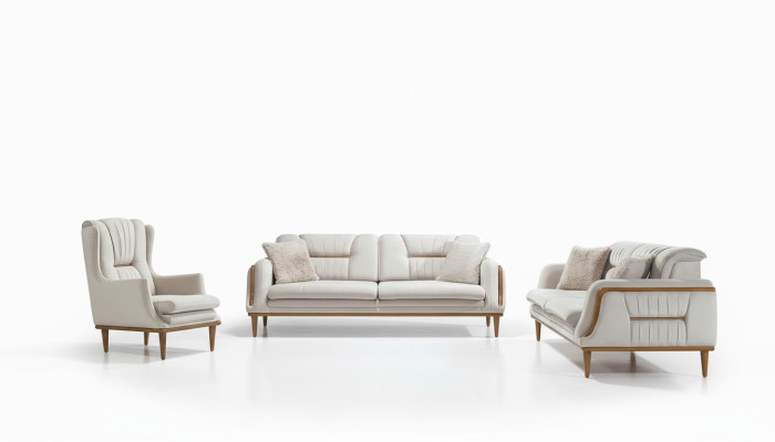 Modernes weißes Luxussofa für Wohnzimmer und 1 Sitzer Sessel