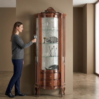 Luxuriöse hochwertige Vitrine aus braunem Holz Klassische Möbel