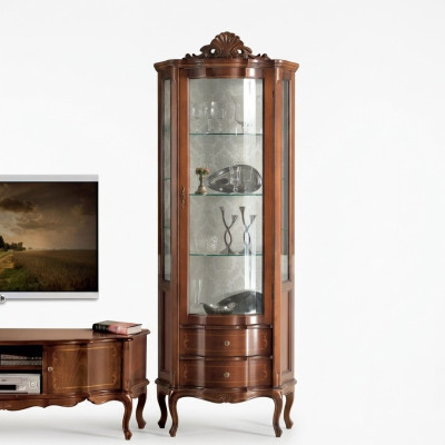 Luxuriöse hochwertige Vitrine aus braunem Holz Klassische Möbel