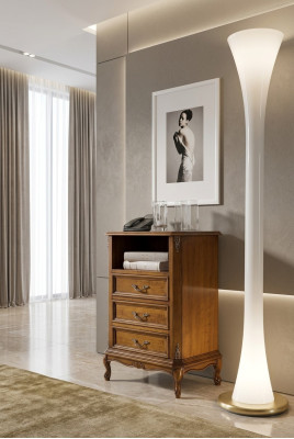 Klassische Kommode Holzmöbel Braun Wohnzimmer 3 Schubladen Design Lampe