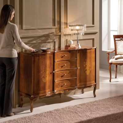 Kommode Schubladen braun Holz Sideboard klassische Möbel Design Kommode