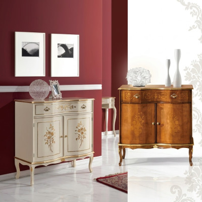 Luxuriöses weißes Sideboard mit Schubladen Möbel Holzschrank Lampe Lampen