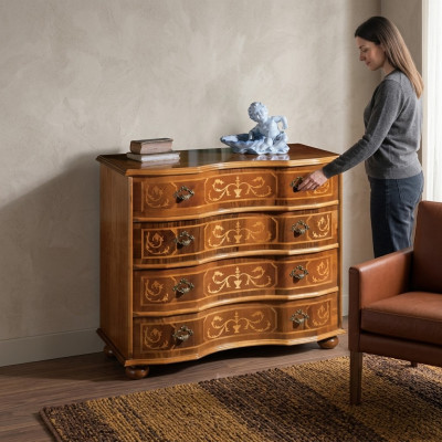 Klassischer Brauner Holz Schrank Schubladen Kommode Wohnzimmer Design