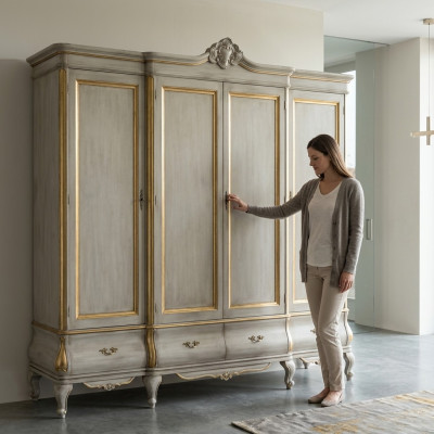 Weißer Luxus Kleiderschrank Massivholz Möbel Schlafzimmer Schränke Schrank