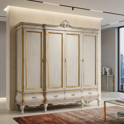Weißer Luxus Kleiderschrank Massivholz Möbel Schlafzimmer Schränke Schrank