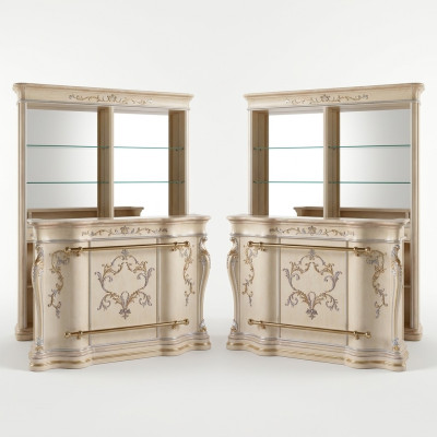 Klassische Bartheke Luxus Barschrank Designer Möbel Massivholz Vitrine Bar