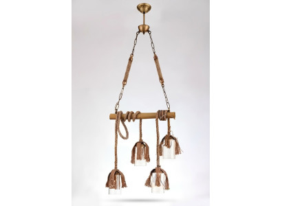 Lampe Bambus Deckenleuchter Lüster Kronleuchter Deckenlampe Glas Braun
