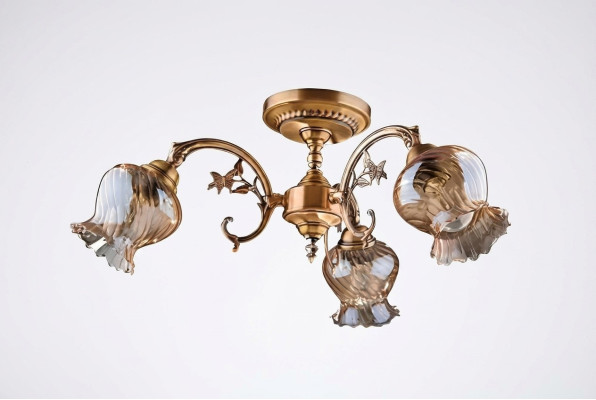 Kronleuchter Deckenleuchter Lüster Deckenlampe Lampen Glas Gold Art