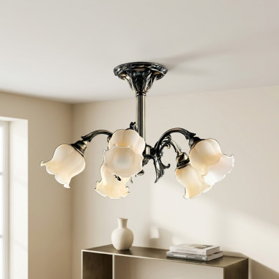 Deckenleuchter Lüster Kronleuchter Deckenlampe Lampen Glas Grai Beige