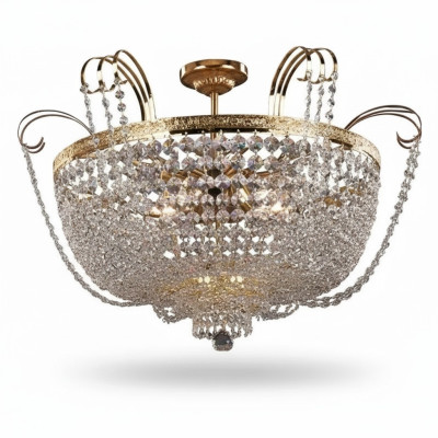 Lüster Luxus Deckenleuchter Kronleuchter Deckenlampe Gold Kristall Lampe