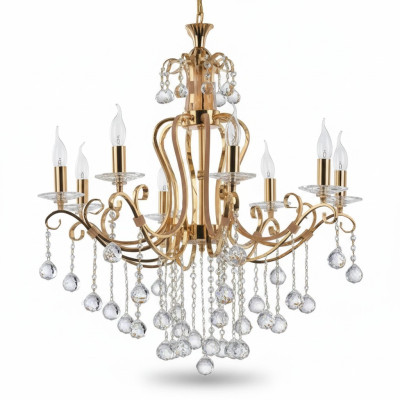 Luxus Deckenleuchter Lüster Kronleuchter Deckenlampe Kristall Gold