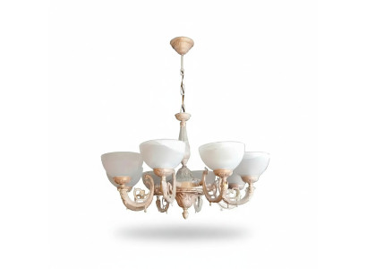 Kronleuchter Deckenleuchter Lüster Deckenlampe Lampen Glas Beige Art