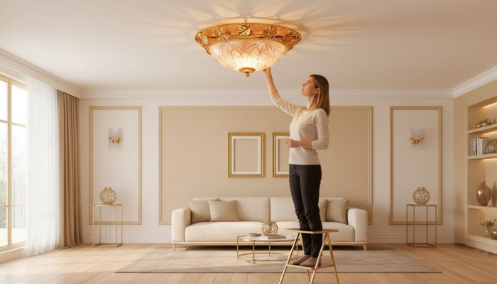 Lüster Deckenleuchter Kronleuchter Deckenlampe Gold Glas Lampen Metall