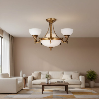 Klassische Weiße Deckenlampe Pendelleuchte Gold Design Kronleuchter