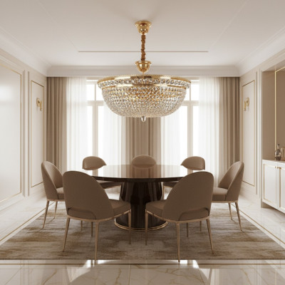 Runde Kristall Leuchte Deckenlampe Luxus Lüster Deckenleuchter Gold Kronleuchter