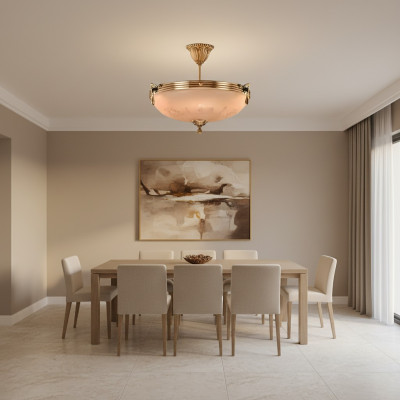 Kronleuchter Deckenlampe Lüster Deckenleuchter Lampe Glas Gold Beige
