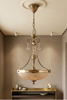 Kronleuchter Deckenlampe Lüster Deckenleuchter Lampe Glas Gold Braun
